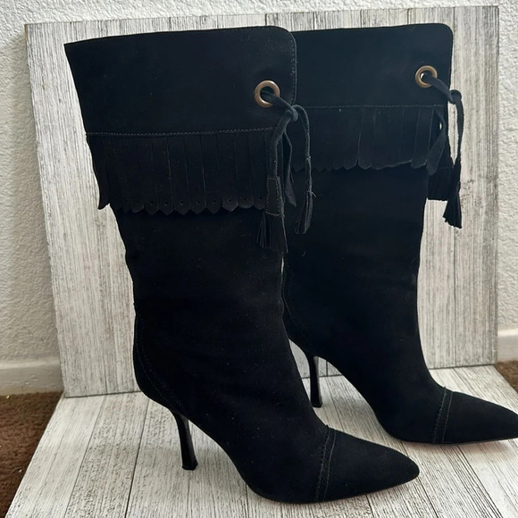Vince Camuto IMAGINE Suede All leather Western style Fringe/Tassels High Heel - Picture 1 of 9